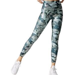 Carbon38 Metallic Camo Leggings 7/8 Athletic Workout Gym Yoga Blue Gray Small